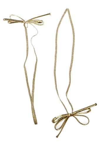 [K1420036] Strikje Draad Metallic Goud Met Elastiek 6x3.5cm 100stuks