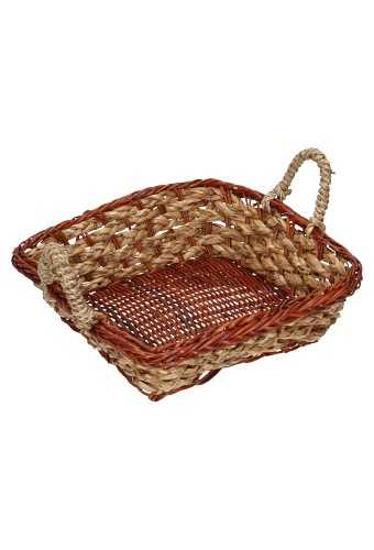 [1190067] Rietenmanden Mandje fern & gras met oren 21x21x6.5cm 20stuks