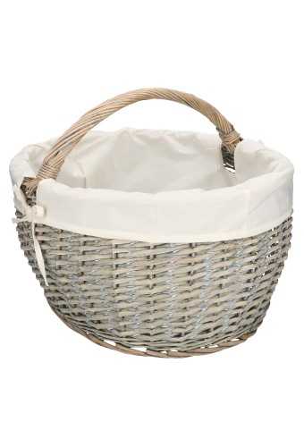 [1190627] Rietenmanden Hengselmand grey met stof 47x39x24+33cm 2stuks