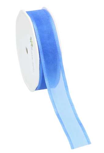 [K1320180] Luxe Organza Lint Met Satijnen Rand Blauw 25mm x 25meter