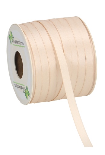 [K1300001] Satijn Dubbel Lint 6mm x 100 meter Creme
