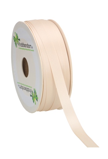 [K1300002] Satijn Dubbel Lint 12mm x 100 meter Creme