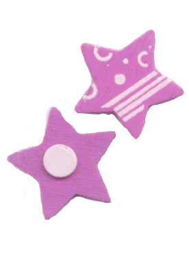 [K1340330] Houten Decoratie Kerstster Paars & Wit Plakker 2.5cm 100stuks