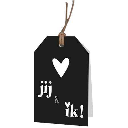 [K1020202] Kadokaartje Jij en Ik Zwart 5x7cm 12stuks OP IS OP