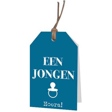 [K1020207] Kadokaartje Een Jongen Hoera Blauw 5x7cm 12stuks