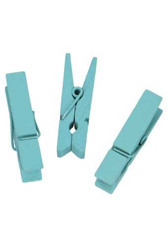 [K1340367] Houten Decoratie Blauw Houten Knijper 3.5cm 24stuks