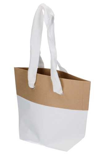 [1110544] Draagtas Papieren Balogna Wit & Kraft 20x8x15cm 50stuks