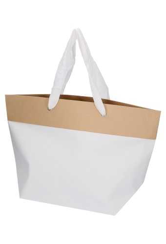 [1110545] Draagtas Papieren Balogna Wit & Kraft 28x18x30cm 50stuks