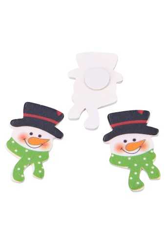 [K1340387] Houten Decoratie Sneeuwpop Hoofd Plakker 3cm 100stuks