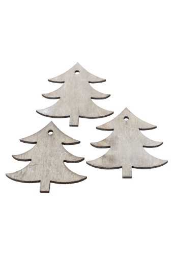 [K1340390] Houten Decoratie Boom Oud Grijs Hanger 5cm 24stuks