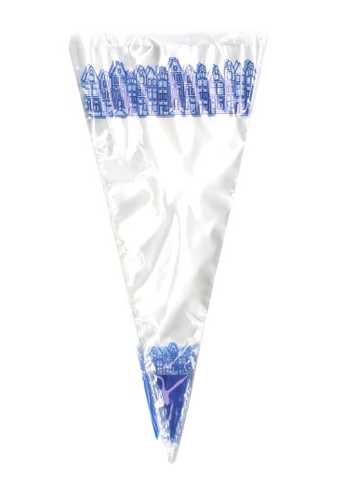 [K1070667] Snoepzak & Puntzak Delfts Blauw Met Opdruk18x37cm 100stuks
