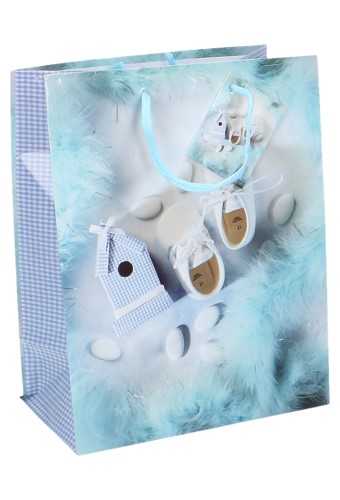 [K1110178] Kadotasjes Kind Medium Sweet Baby Schoentjes Blauw 18x10x23cm 12stuks