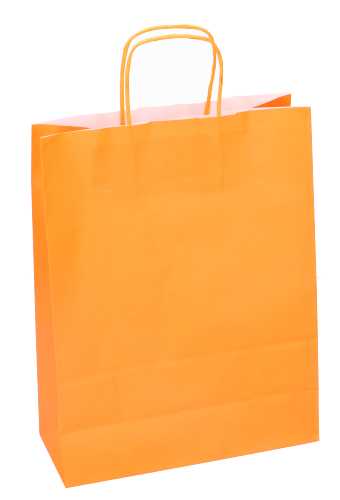 [K1120052] Papieren Draagtas Kassel Met Handvat Oranje A4 22x10x31cm 50stuks
