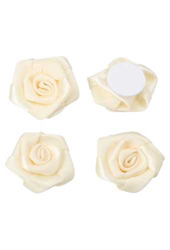 [K1420190] Cadeaustrikje Satijn Roos Klein Creme Met Plakker 2.5cm 24stuks