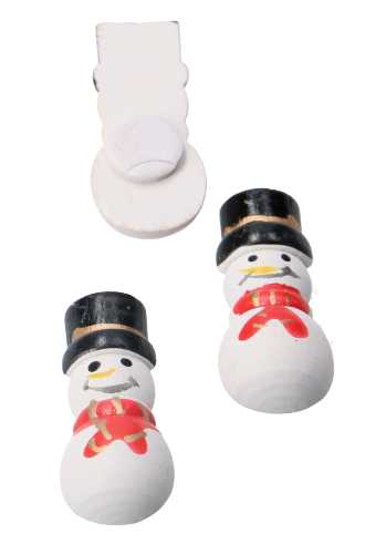 [K1340600] Houten Decoratie Sneeuwpopje & Plakker 1x3cm 100stuks