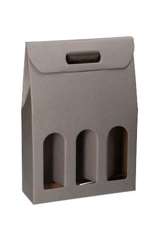 [K1171015] Luxe Wijndozen Vigo Grijs voor 3 fles 27x9x38.5cm 30stuks