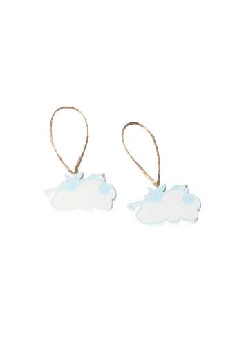 [K1340648] Decoratie Hanger Houten Wolkjes Blauw & Koord 3x5cm 6stuks