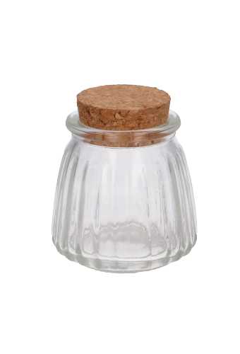 [K1590035] Glazen Potje Brisia Rond Met Kurkje 6.6x7.8cm 12stuks