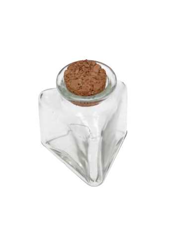 [K1590036] Glazen Potje Brisia Driehoek Met Kurkje 6x7.5cm 12stuks