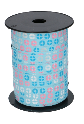 [K1010016] AKTIE Krullint Disco Dots  Metallic Mat Blauw 10mm x 150 meter