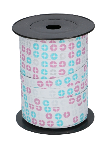 [K1010018] AKTIE Krullint Disco Dots Metallic Mat Metallic Wit 10mm x 150 meter