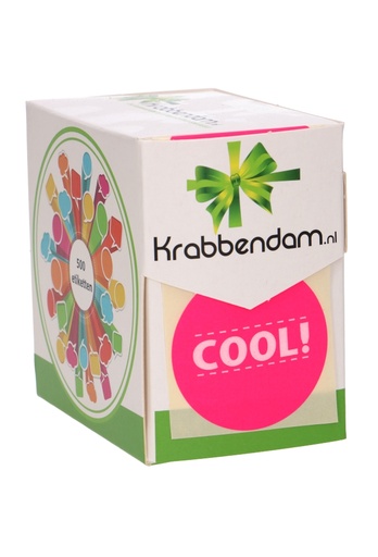 [K1210172] Etiketten Everyday COOL Fluor Pink 4.7cm 500stuks op is op