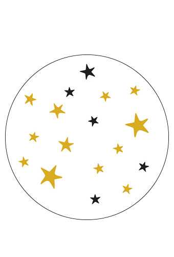 [K1210169] Etiketten Kerst Sterren Zwart & Goud Metallic 4cm 500stuks