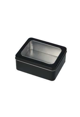 [K1150436] Blikken Zwart Met Venster 14.2x11.7x5.8cm 1stuks