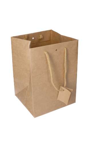 [K1110706] Kadotasjes Sevem Kraft & Katoen Koord 18x17.5x25cm 10stuks