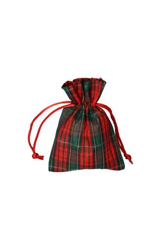 [K1070860] Kadozakjes Schotse Ruit Met Koord 9x12cm 10stuks