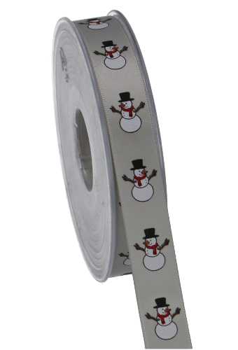 [K1390957] Kadolint Satijn Lint Zilver Met Sneeuwpop 15mm x 25 meter OP IS OP