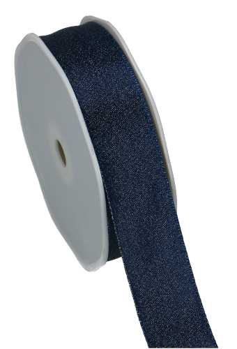 [K1300236] Luxe Satijn Dubbel Lint Blauw Metallic 25mm x 20meter