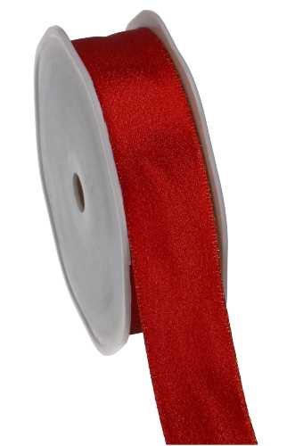 [K1300235] Luxe Satijn Dubbel Lint Rood Metallic 25mm x 20meter