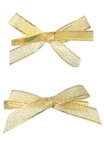 [K1420266] Luxe Strikje Satijn Goud Flame & Clip 4.5x3cm 300stuks lint 1cm