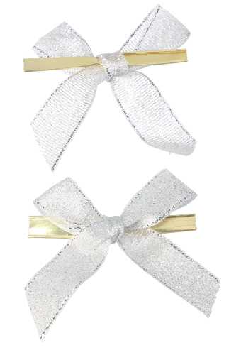 [K1420268] Luxe Strikje Satijn Zilver Flame & Clip 6x4cm 250stuks lint 1.5cm