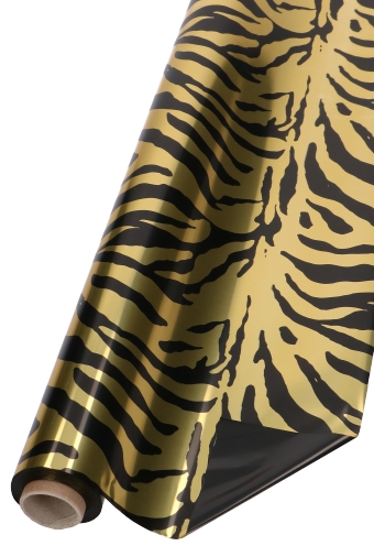 [K1080107] Kadofolie Dubbelzijdig Zwart Zebra Goud 70cm x 50m
