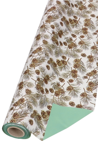 [K1080101] Kadofolie Dubbelzijdig Mint Groen & Dennenappeltjes 70cmx50meter