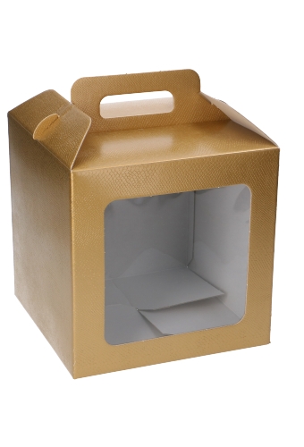 [K1271772] Geschenkdoos Draagbox & Venster Monsanto Goud 21x21x21cm 30stuks