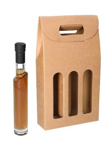 [K1271766] Geschenkdoos Flesjes 3 Dozza Olijf Naturel 17x5.5x30.5cm 50stuks