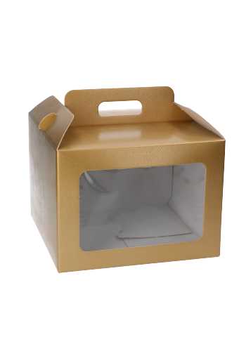 [K1271768] Geschenkdoos Draagbox & Venster Monsanto Goud 24.5x18x24.5cm 30stuks