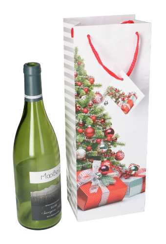 [K1330089] Kerst Wijntasjes 1 Fles Wrapped Gift 12.5x9x36.5cm 12stuks