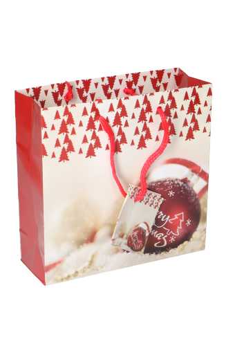 [K1330252] Kersttasjes Vierkant Xmas Kerstbal 17x6x17cm 12stuks