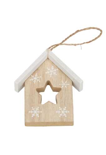 [K1340679] Decoratie Hanger House And Star White & Koord 7.5x2x9cm 1 stuk