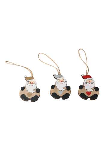 [K1340672] Decoratie Hanger Houten Kerstman & Koord 3.5x5cm 12 stuks