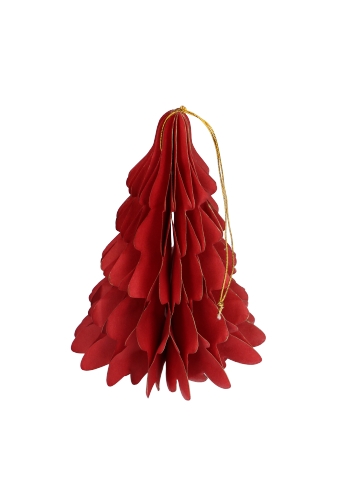 [K1330271] AKTIE Decoratie Hanger Papier Glitter Xmas Tree Red 15cm Hoogte