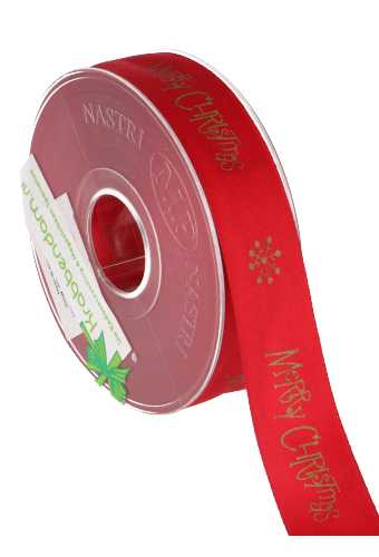 [K1390964] Kadolint Satijn Mat Merry Christmas Rood & Goud 25mm x 15meter