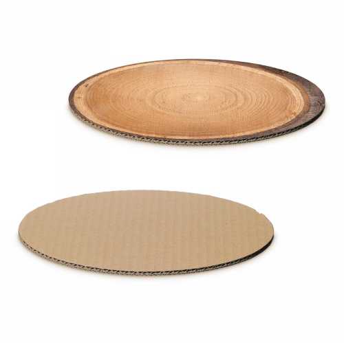 [1240194] Kartonnen Bodem Hout & Naturel Ovaal Smal 20x15cm 100stuks