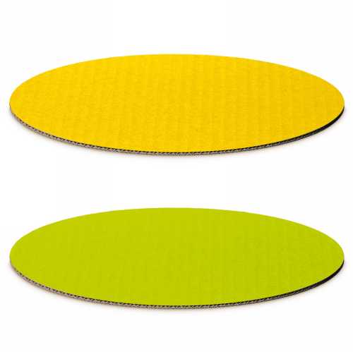[1240205] Kartonnen Bodem Groen & Geel Ovaal Groot 30x20cm 100stuks