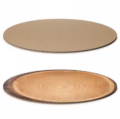 [1240206] Kartonnen Bodem Hout & Naturel Ovaal Groot 30x20cm 100stuks