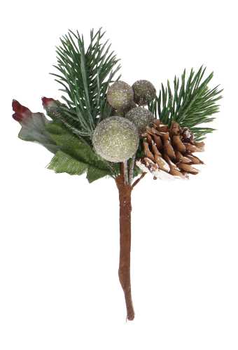 [K1340651] Kado Decoratie Dennetakje Met Groen Besje En Eikeltje 12stuks